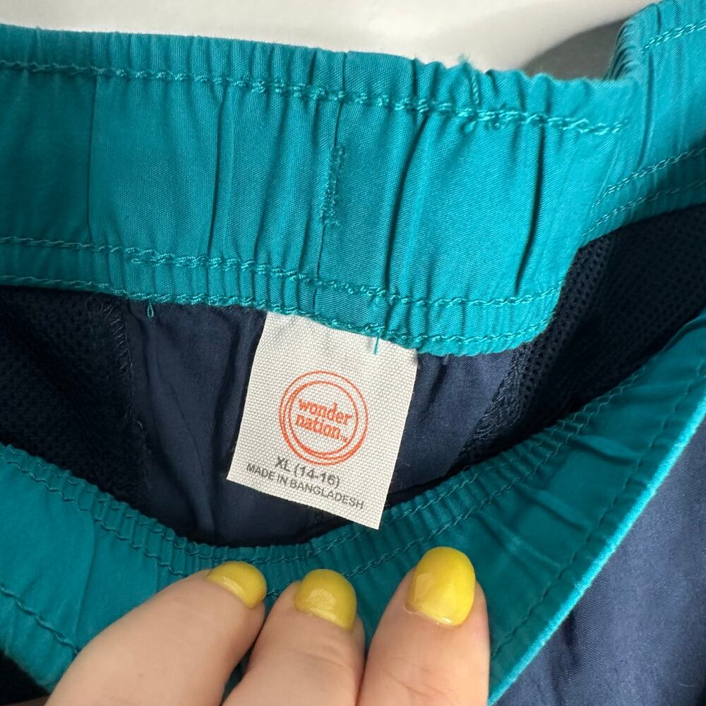 Wonder Nation Cargo Shorts Kids XL 14-16 Navy Blue EUC Retro Colorblock Sporty - Picture 3 of 5